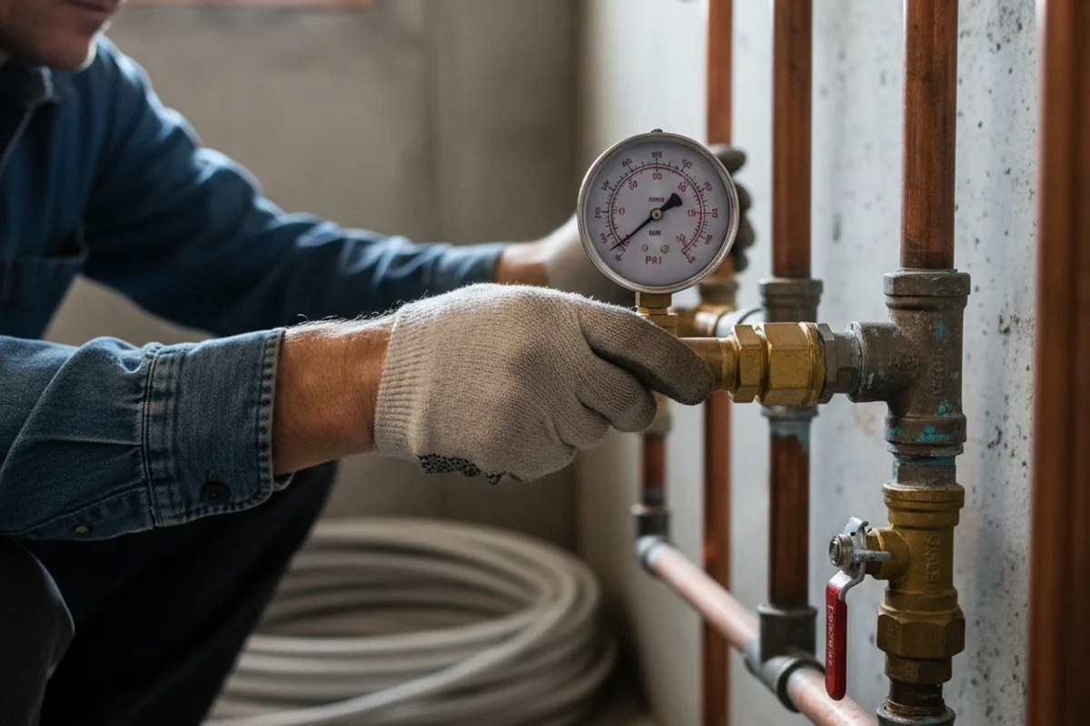 Pressure testing a repaired line during Water Line Repair in Clackamas